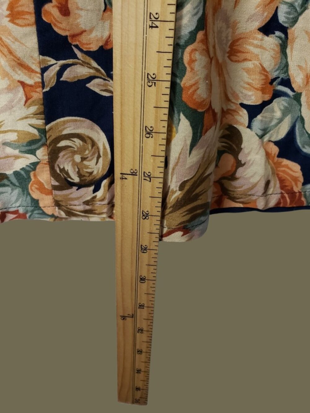 Vintage Floral Print Elastic Waist Midi Skirt In Navy & Orange One Size - Picture 6 of 10